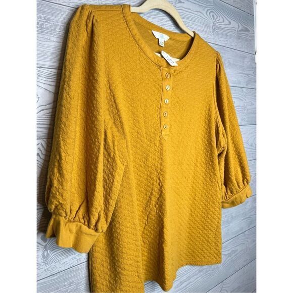 Mustard color quilted blouse size large - Picture 2 of 6